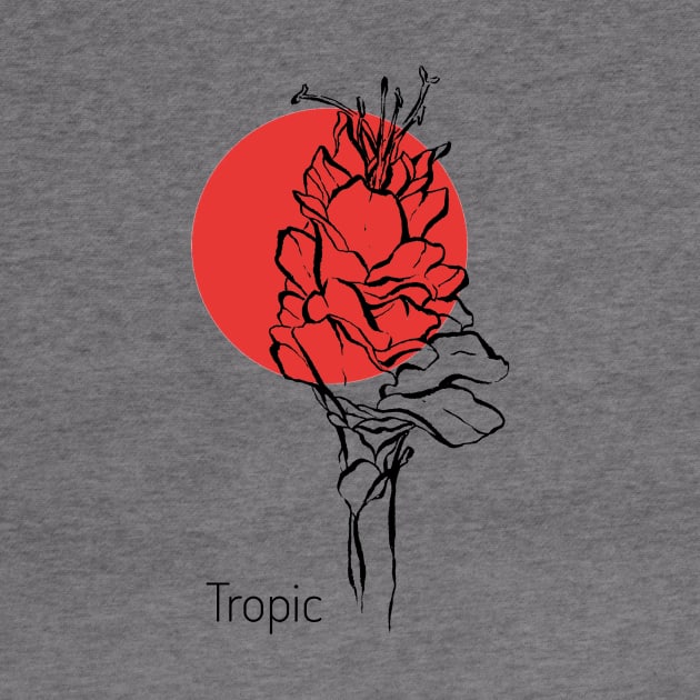 Tropical flower on red circle by Art by Taya 